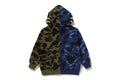 A BATHING APE BAPE KIDS SPLIT CAMO SHARK RELAXED FIT PULLOVER HOODIE