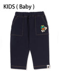 A BATHING APE BAPE KIDS BABY MILO DINOSAUR JERSEY DENIM BABY PANTS