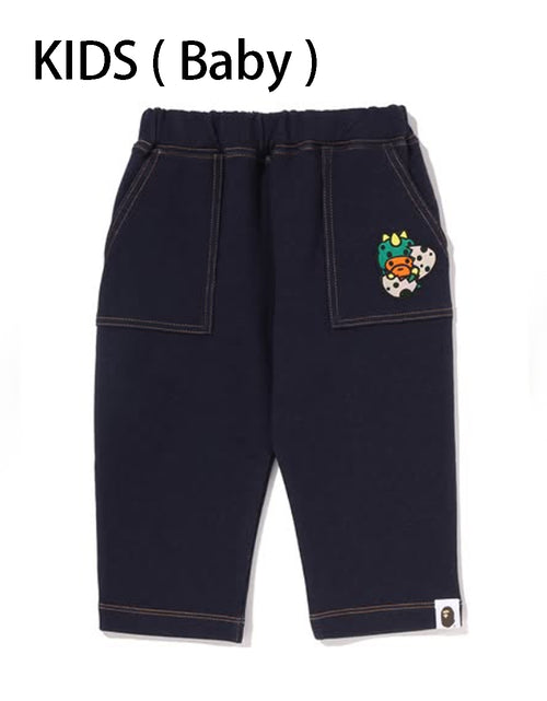 A BATHING APE BAPE KIDS BABY MILO DINOSAUR JERSEY DENIM BABY PANTS