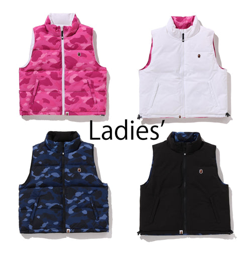 A BATHING APE Ladies' COLOR CAMO REVERSIBLE DOWN VEST