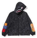 A BATHING APE COLOR CAMO REFLECTIVE RIPSTOP SHARK FULL ZIP JACKET