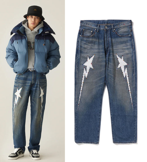 A BATHING APE COLOR STONE 13 OZ DENIM PANTS