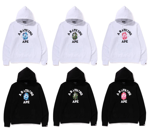A BATHING APE ABC CAMO COLLEGE ORGANIC COTTON PULLOVER HOODIE