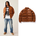 A BATHING APE LEATHER CLASSIC DOWN JACKET