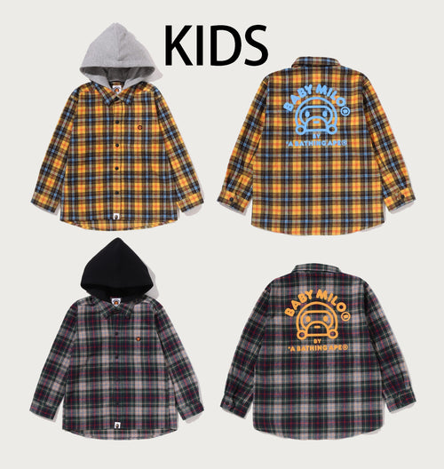 A BATHING APE BAPE KIDS BABY MILO HOODIE RELAXED FIT L/S SHIRT