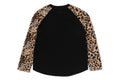 A BATHING APE BAPE KIDS WILD LEOPARD PATTERN BABY MILO RAGLAN L/S TEE