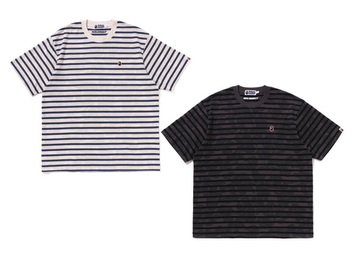A BATHING APE SOLID CAMO STRIPE ONE POINT RELAXED FIT TEE