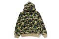 A BATHING APE ABC CAMO HEAVY WASHED CROPPED FIT ZIP HOODIE