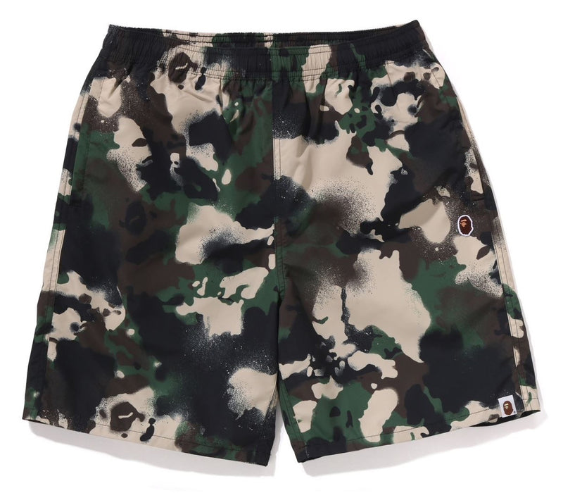 A BATHING APE MAP CAMO REGULAR FIT BEACH SHORTS