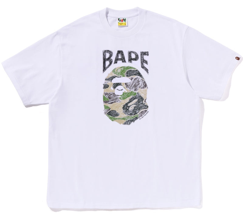 A BATHING APE ABC CAMO HAND DRAW APE HEAD RELAXED FIT TEE