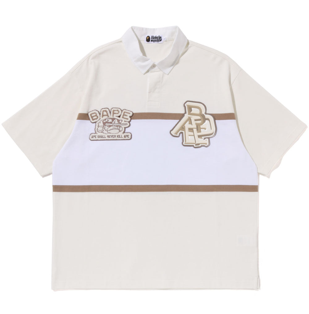 A BATHING APE COLOR BLOCKING OVERSIZED RUGBY POLO