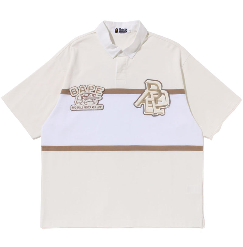 A BATHING APE COLOR BLOCKING OVERSIZED RUGBY POLO