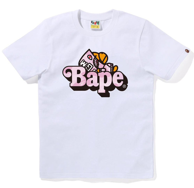 A BATHING APE Ladies' PASTEL COLOR CAMO SHARK MILO ON BAPE TEE - happyjagabee store