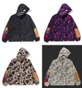 A BATHING APE COLOR CAMO REFLECTIVE RIPSTOP SHARK FULL ZIP JACKET
