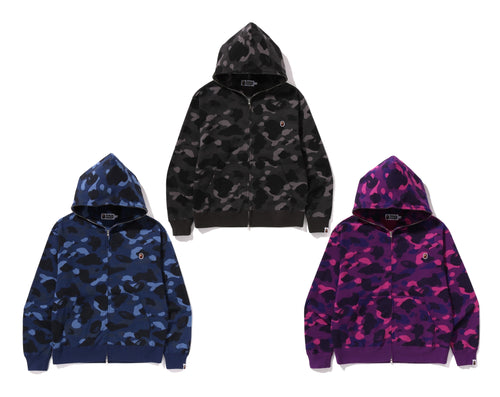 A BATHING APE ONE POINT COLOR CAMO CROPPED FULL ZIP HOODIE