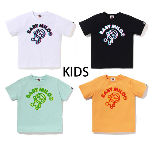 A BATHING APE BAPE KIDS RETRO PIXEL WINKING MILO TEE