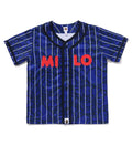 A BATHING APE BAPE KIDS ALL BABY MILO STRIPE MILO BASEBALL SHIRT