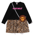 A BATHING APE BAPE KIDS WILD LEOPARD PATTERN MILO POCHETTE DRESS