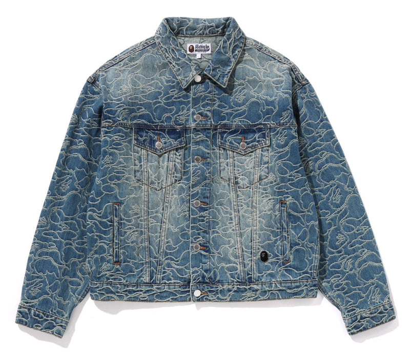 A BATHING APE LINE CAMO JACQUARD 13oz DENIM JACKET