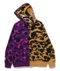 A BATHING APE SPLIT CAMO SHARK FULL ZIP HOODIE
