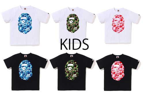 A BATHING APE BAPE KIDS ABC CAMO BIG APE HEAD TEE
