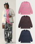A BATHING APE ONE POINT STRIPE RELAXED FIT LS TEE