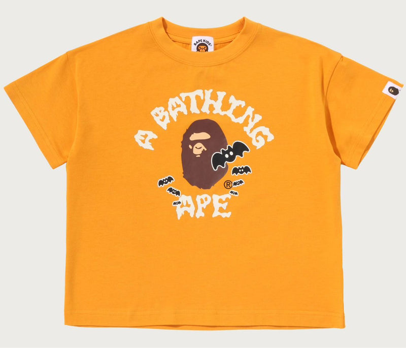 A BATHING APE BAPE KIDS HALLOWEEN COLLEGE GLOW IN THE DARK RELAXED FIT TEE