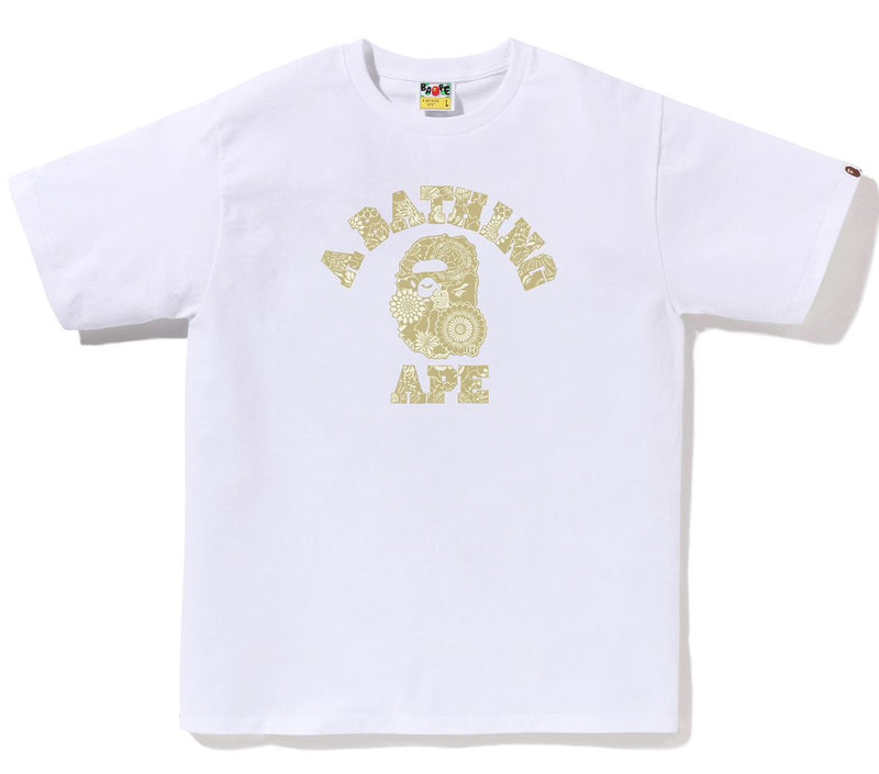 A BATHING APE JAPANESE INDIGO ART CAMO COLLEGE TEE