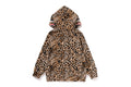 A BATHING APE BAPE KIDS WILD LEOPARD PATTERN SHARK ZIP HOODIE