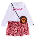 A BATHING APE BAPE KIDS WILD LEOPARD PATTERN MILO POCHETTE DRESS