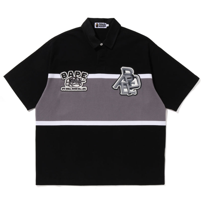 A BATHING APE COLOR BLOCKING OVERSIZED RUGBY POLO
