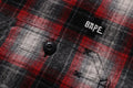 A BATHING APE FLANNEL CHECK TACTICAL SHIRT