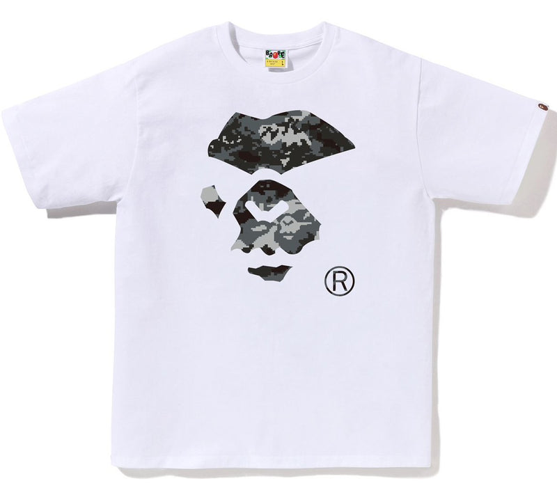 A BATHING APE MULTI PIXEL CAMO MAD APE FACE TEE
