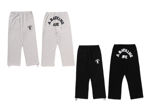 A BATHING APE COLLEGE OVERSIZED FIT WIDE LEG SWEAT PANTS