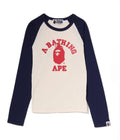 A BATHING APE Ladies' COLLEGE RAGLAN CROPPED L/S TEE