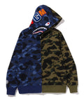 A BATHING APE SPLIT CAMO SHARK FULL ZIP HOODIE