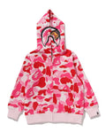A BATHING APE BAPE KIDS ABC CAMO MILO SHARK ZIP HOODIE