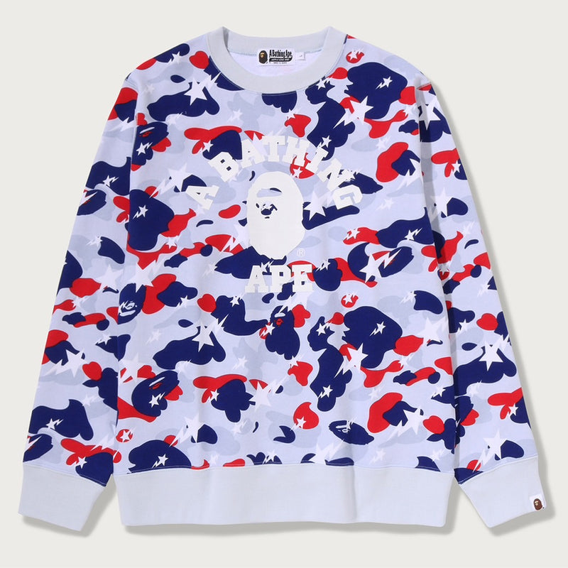 A BATHING APE STA STRIKE CAMO COLLEGE CREWNECK SWEAT SHIRT