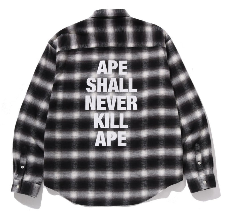 A BATHING APE BLOCK CHECK RELAXED FIT SHIRT