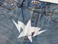 A BATHING APE TWIN STA KNEE LENGTH SELVEDGE DENIM SHORTS