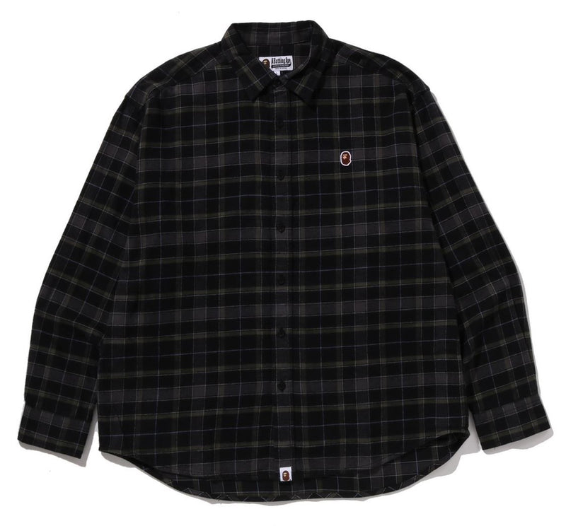 A BATHING APE ONE POINT FLANNEL CHECK L/S SHIRT