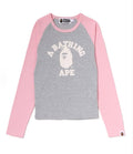 A BATHING APE Ladies' COLLEGE RAGLAN CROPPED L/S TEE