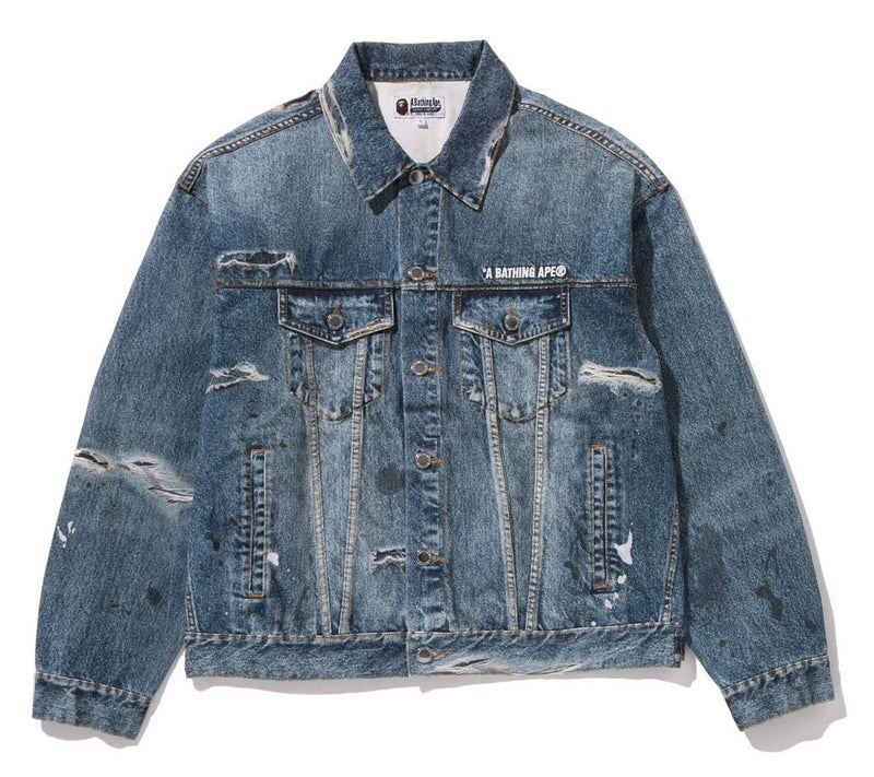 A BATHING APE FAKE PRINT TRUCKER JACKET - happyjagabee store