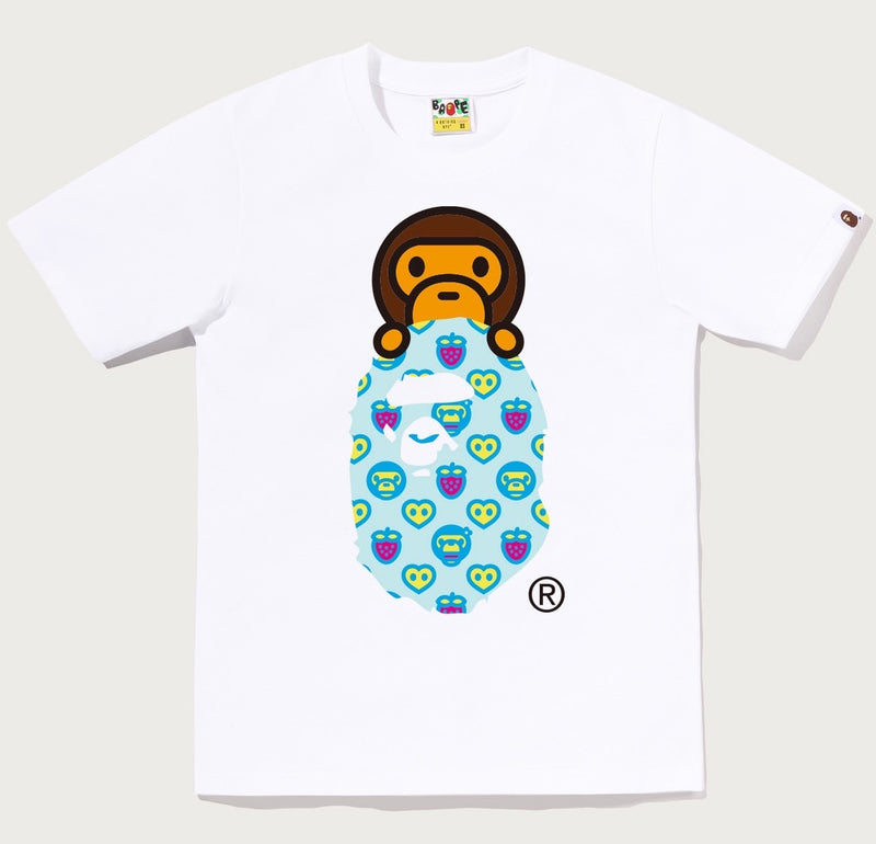 A BATHING APE Ladies' MILOGRAM SWEETS MILO ON APE HEAD TEE
