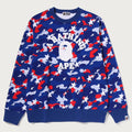 A BATHING APE STA STRIKE CAMO COLLEGE CREWNECK SWEAT SHIRT