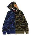 A BATHING APE SPLIT CAMO SHARK FULL ZIP HOODIE