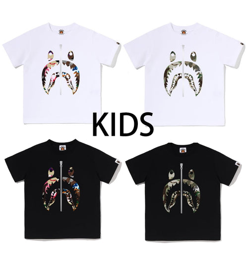 A BATHING APE BAPE KIDS HYBRID CAMO SHARK TEE