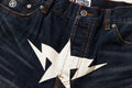 A BATHING APE TWIN STA KNEE LENGTH SELVEDGE DENIM SHORTS