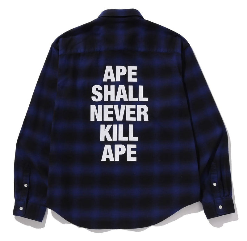 A BATHING APE BLOCK CHECK RELAXED FIT SHIRT