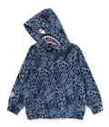 A BATHING APE BAPE KIDS WILD LEOPARD PATTERN SHARK ZIP HOODIE